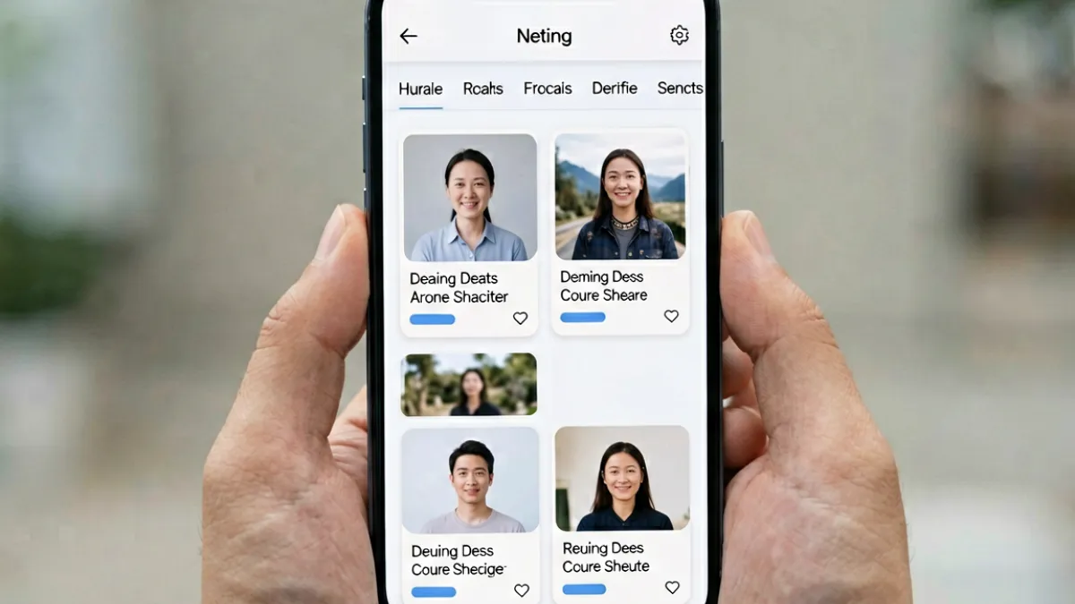 俺去夜移动端界面截图风格示意图，展示简洁的内容列表与分类导航栏