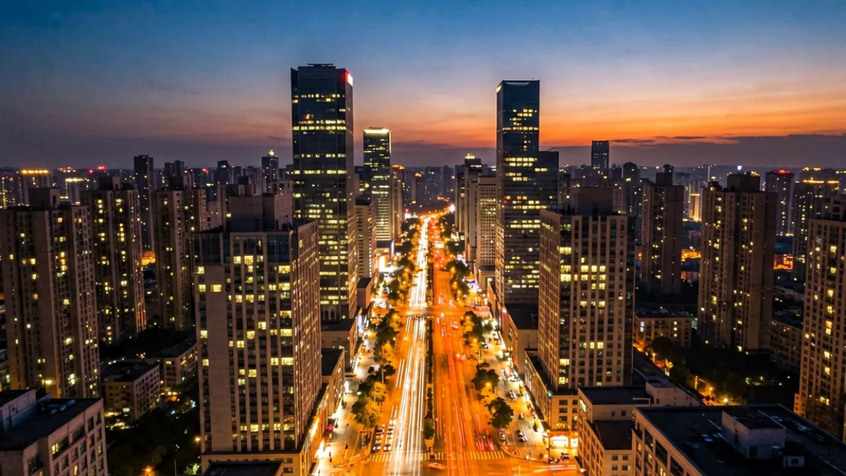 俺去夜精选中一段都市夜景拍摄内容的封面画面，灯光璀璨街道热闹